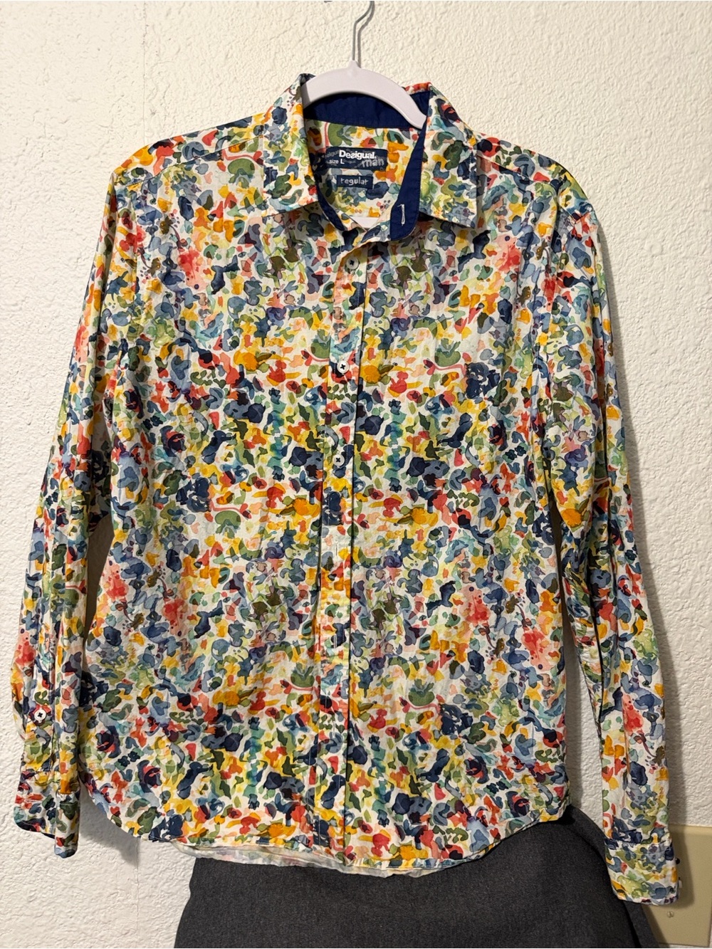 Desigual Men’s Multicolor Floral Print Button-Up Shirt Sz L